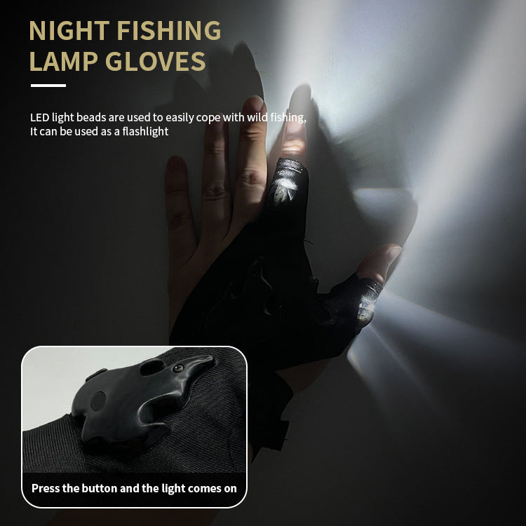 LED rechargeable fishing gloves with high elasticity, anti slip repair, lighting, luminous finger cots - Korvel