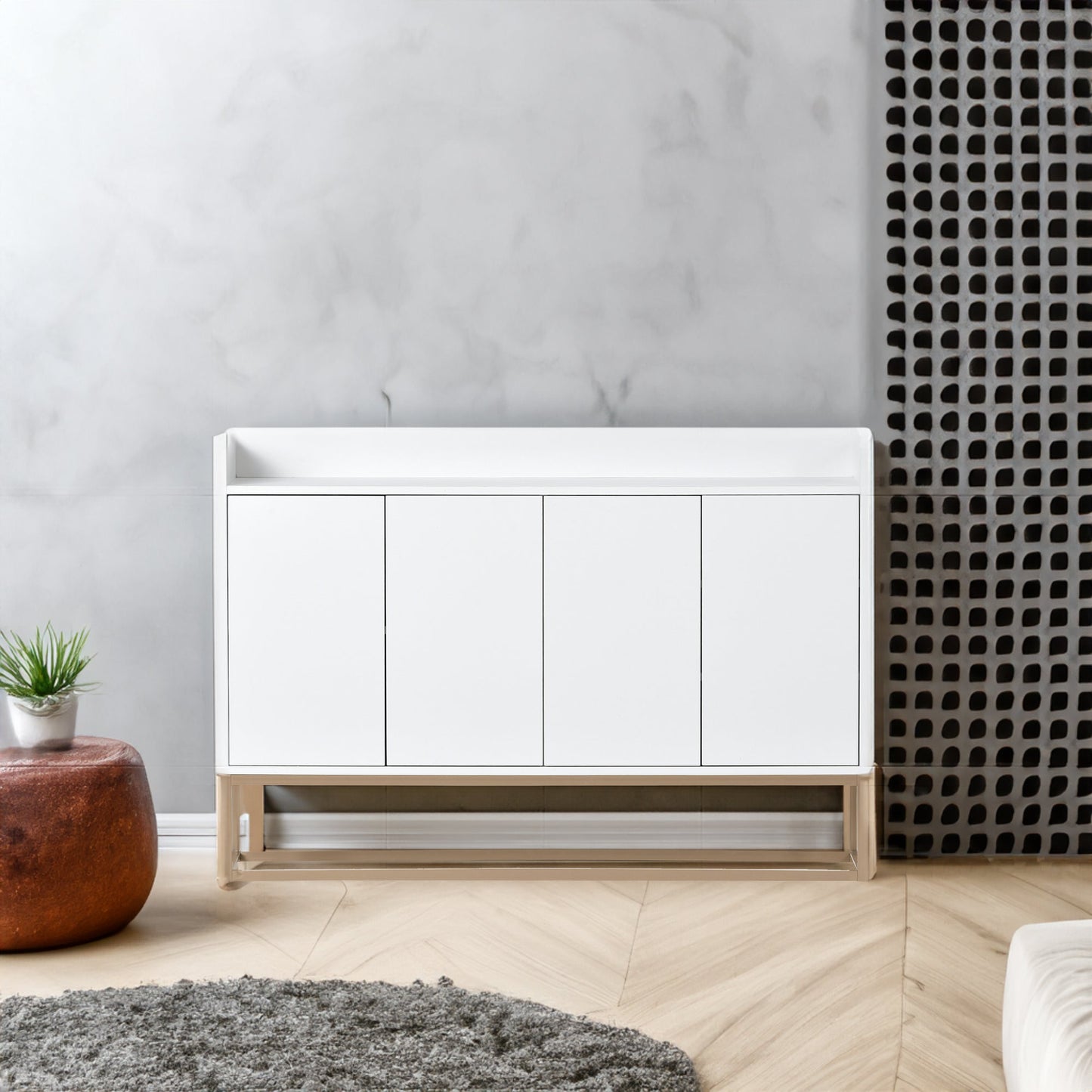TREXM Modern Sideboard Elegant Buffet Cabinet with Large Storage Space for Dining Room, Entryway (White) - Korvel