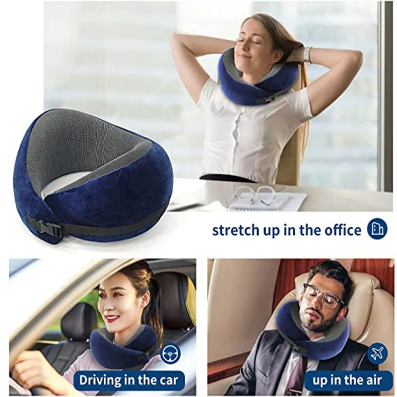 Memory Foam Neck Pillow Cervical Vertebra Travel Portable Noon Break Aircraft U Type Of Pillow Sleep Camping Pillow Carry Bag - Korvel