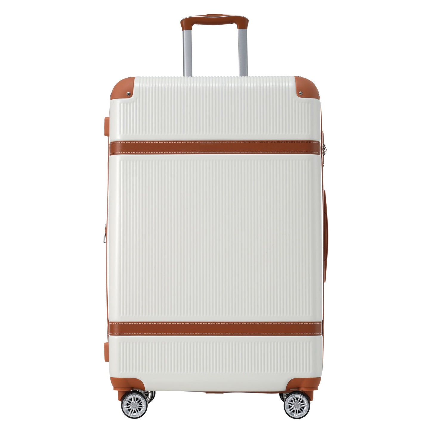Hardshell Luggage Sets 3 Piece double spinner 8 wheels Suitcase with TSA Lock Lightweight 20''24''28'' White + ABS - Korvel