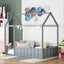 Cadre de lit en bois de taille twin avec clôture pour enfants - Gris