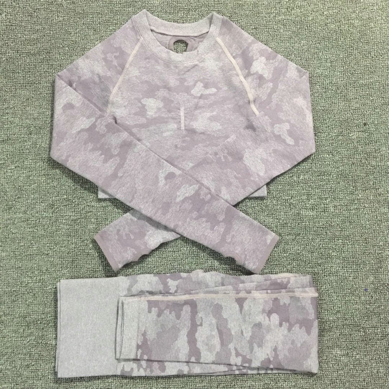 Ensemble de yoga camouflage pour femmes 2PCS - Vêtements de sport premium