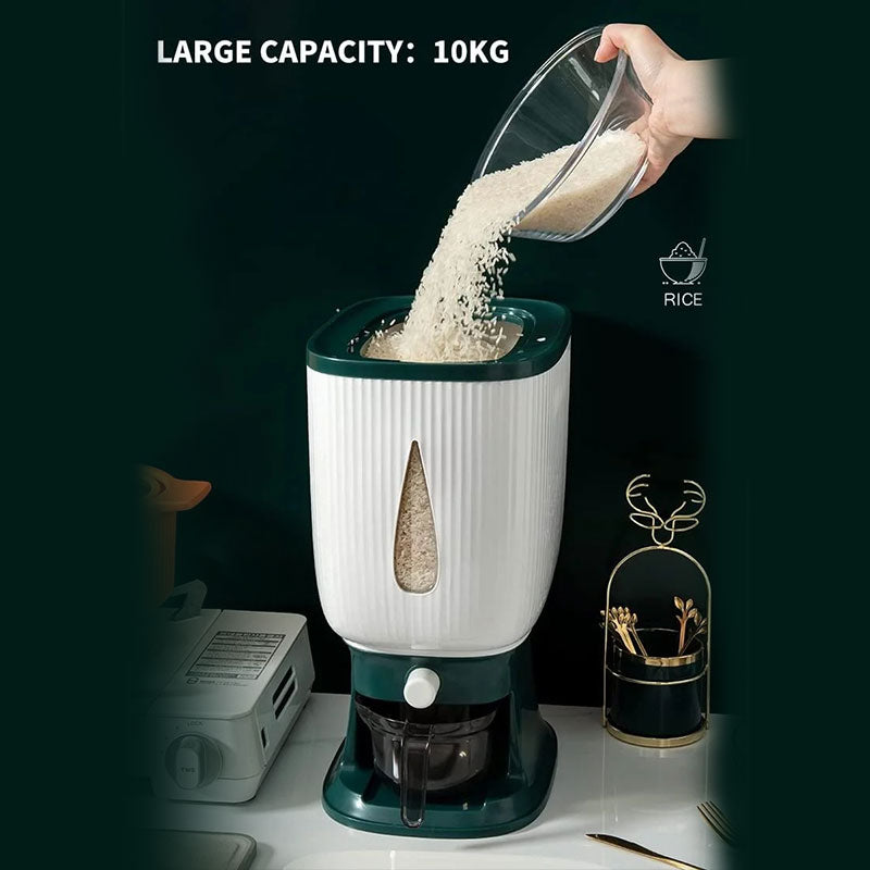 10Kg Rice Dispenser Storage Container with Measuring Cylinder