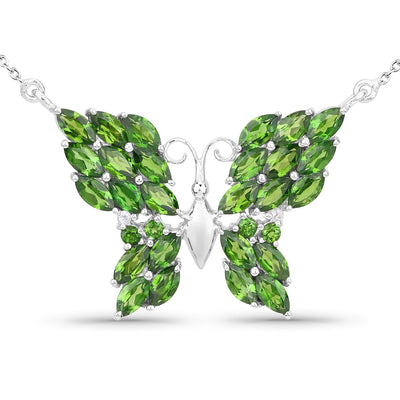 4.88 Carat Genuine Chrome Diopside & White Topaz Pendant
