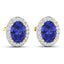 Pendientes de Tanzanita y Diamantes Blancos de 1.50 Quilates en Oro Amarillo de 14K