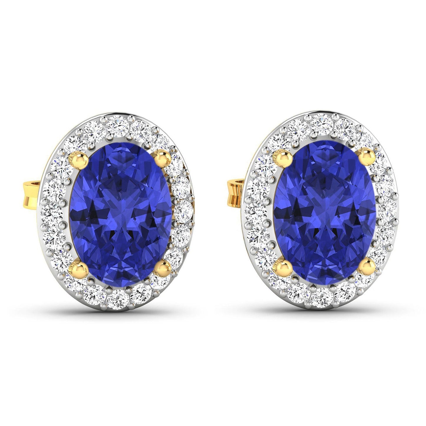 Pendientes de Tanzanita y Diamantes Blancos de 1.50 Quilates en Oro Amarillo de 14K