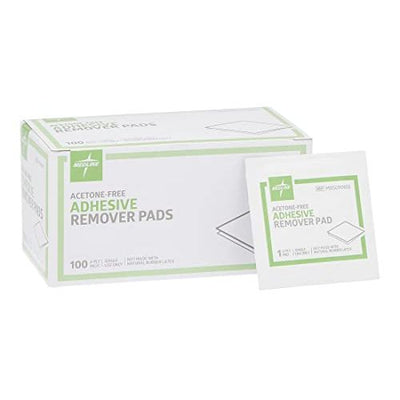 Medline Adhesive Remover Pads - Acetone-Free, 2-Ply, 100 Count