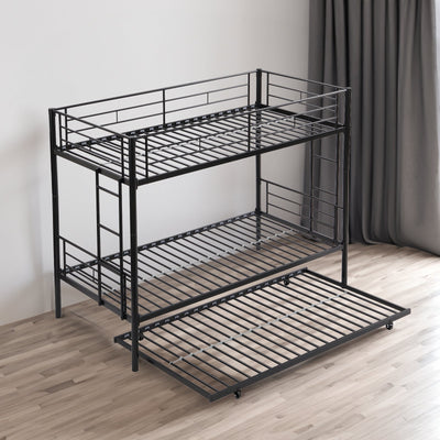 Estructura de Cama Litera Twin Premium con Cama Supletoria - Metal Negro