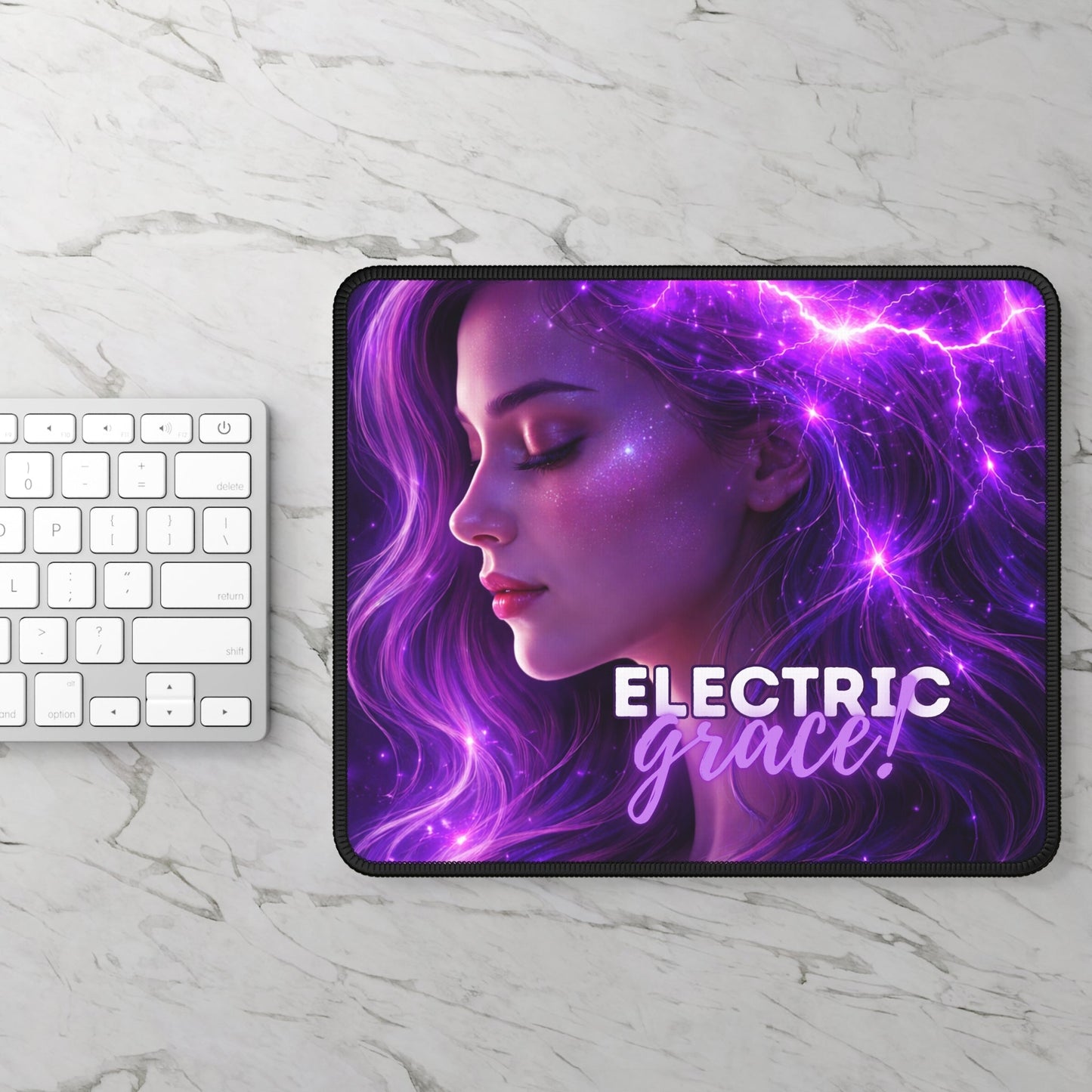 Electric Grace Mouse Pad – Purple Energy Art