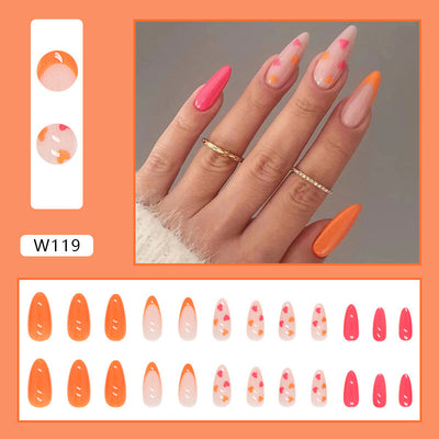 Finished manicure patches, wearable nails, drop-shaped manicure patches, contrasting color combinations - Korvel