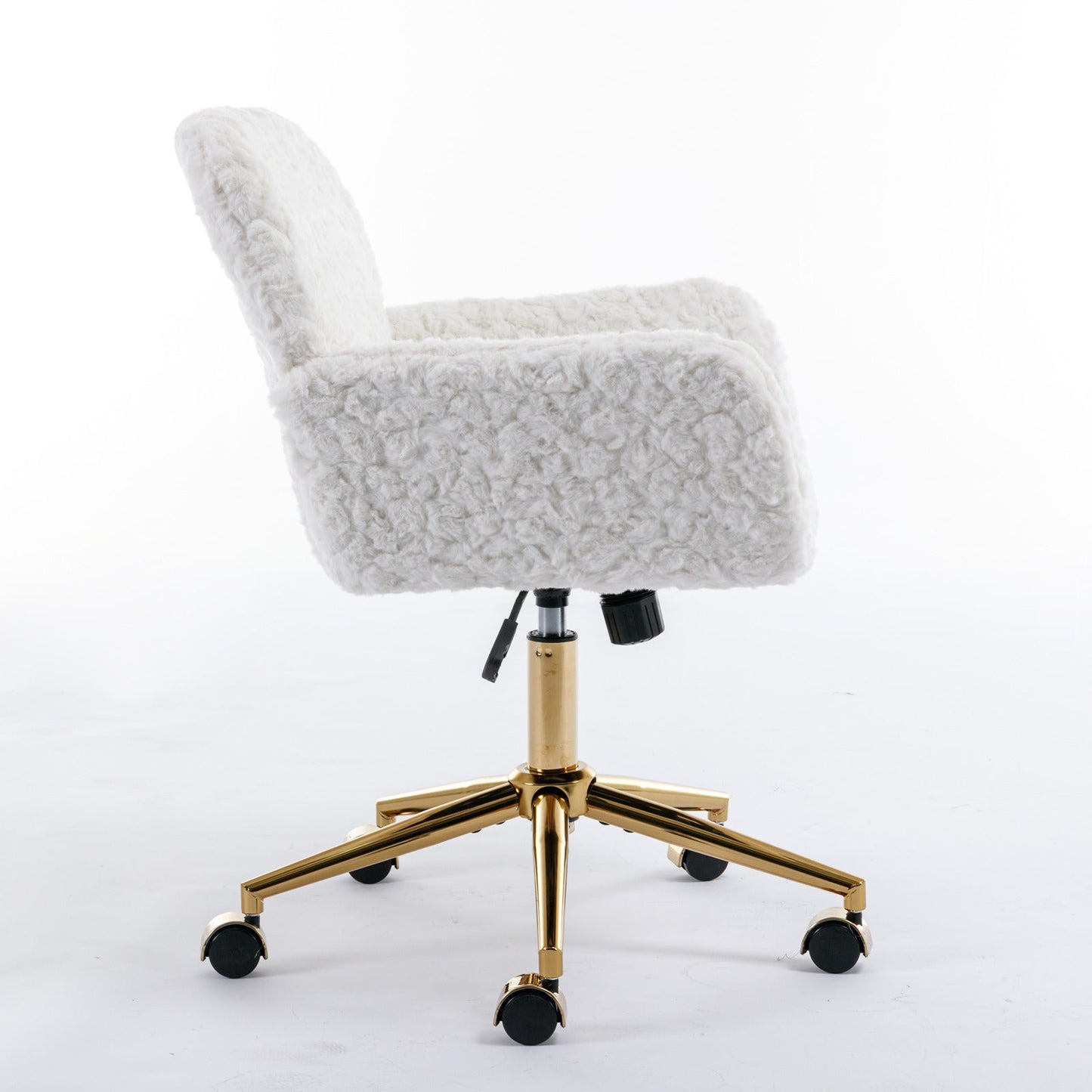 Chaise de bureau ajustable beige avec base en métal doré