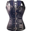 Black Steampunk Faux Leather Overbust Corset