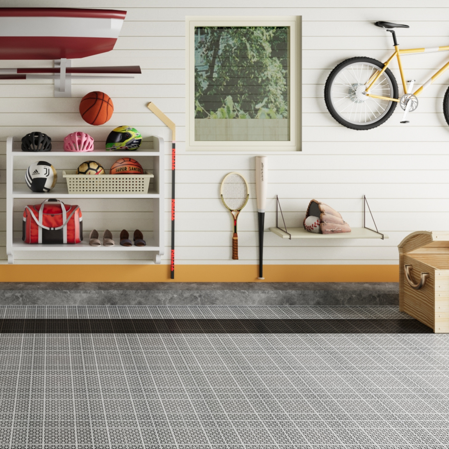 12 x 12 inch gray interlocking deck tiles, plastic waterproof, weighing up to 6613 pounds, with a rose pattern pack of 12 - Korvel