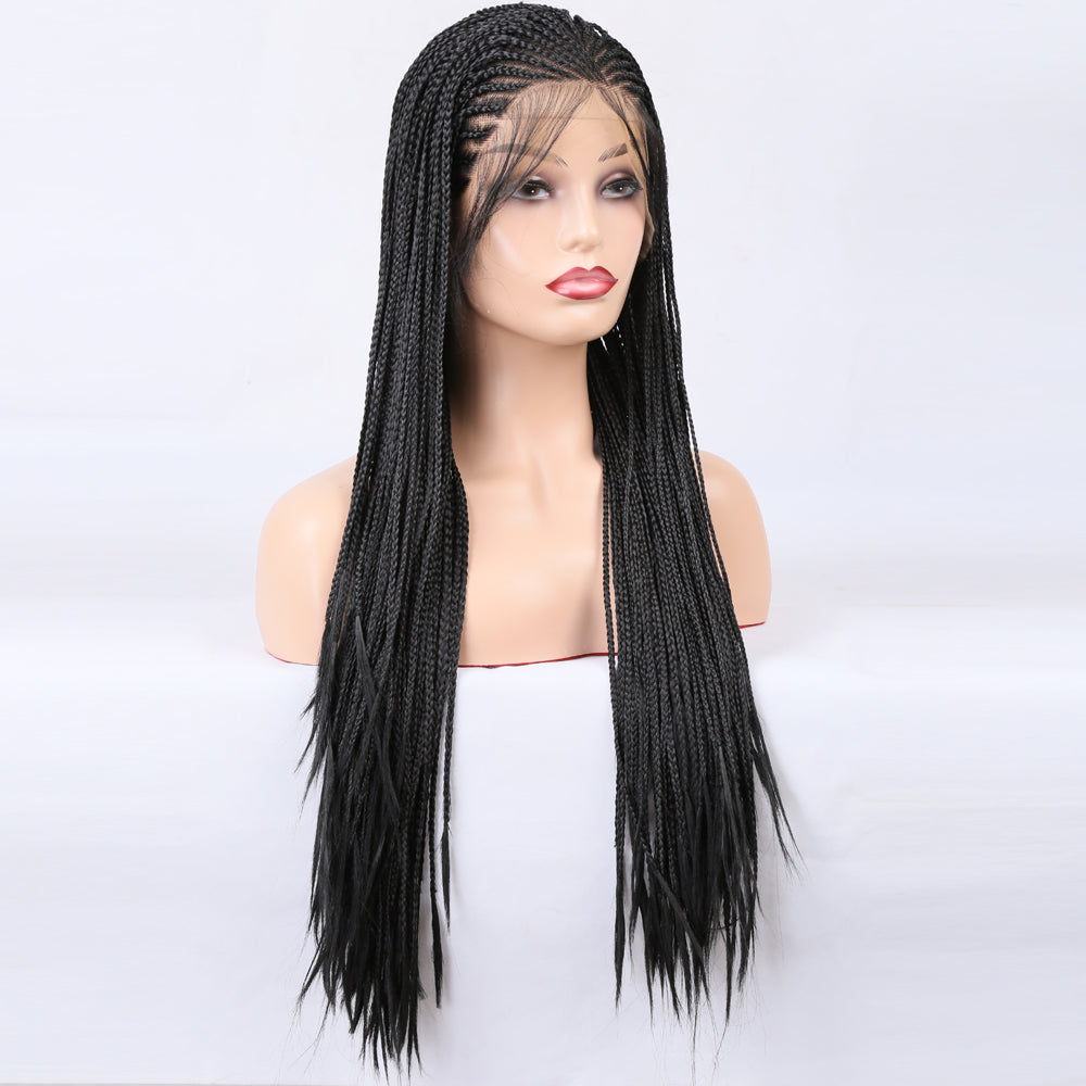 Peluca trenzada de encaje frontal premium para mujeres negras