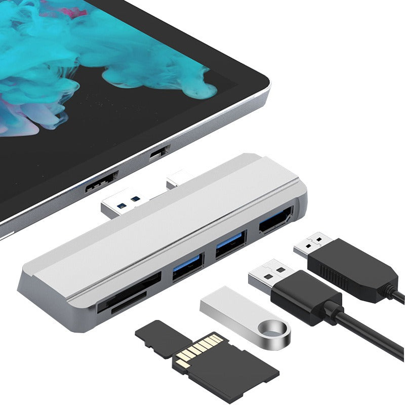 Suitable for Surface Pro 4/5/6 docking station USB to HDMI same screen card reader expansion hub - Korvel