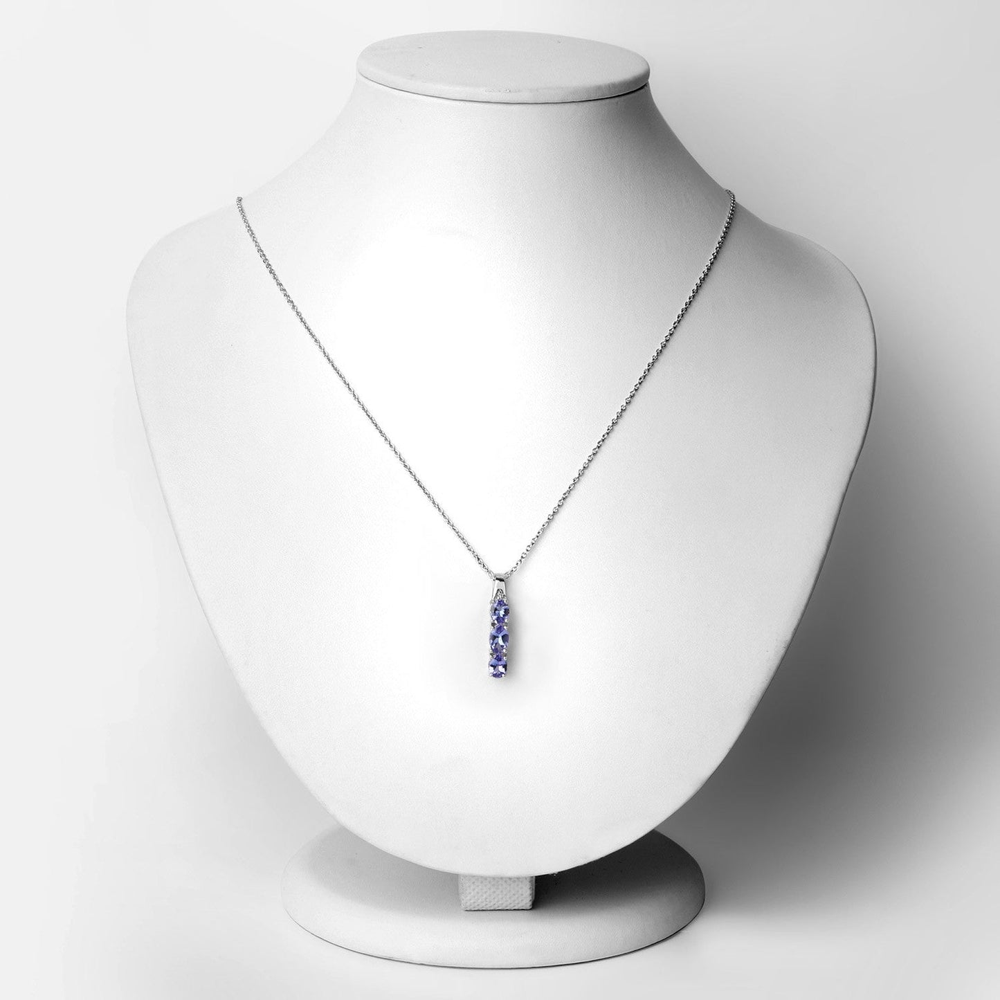 1.11 Carat Genuine Tanzanite & Diamond Pendant in Sterling Silver