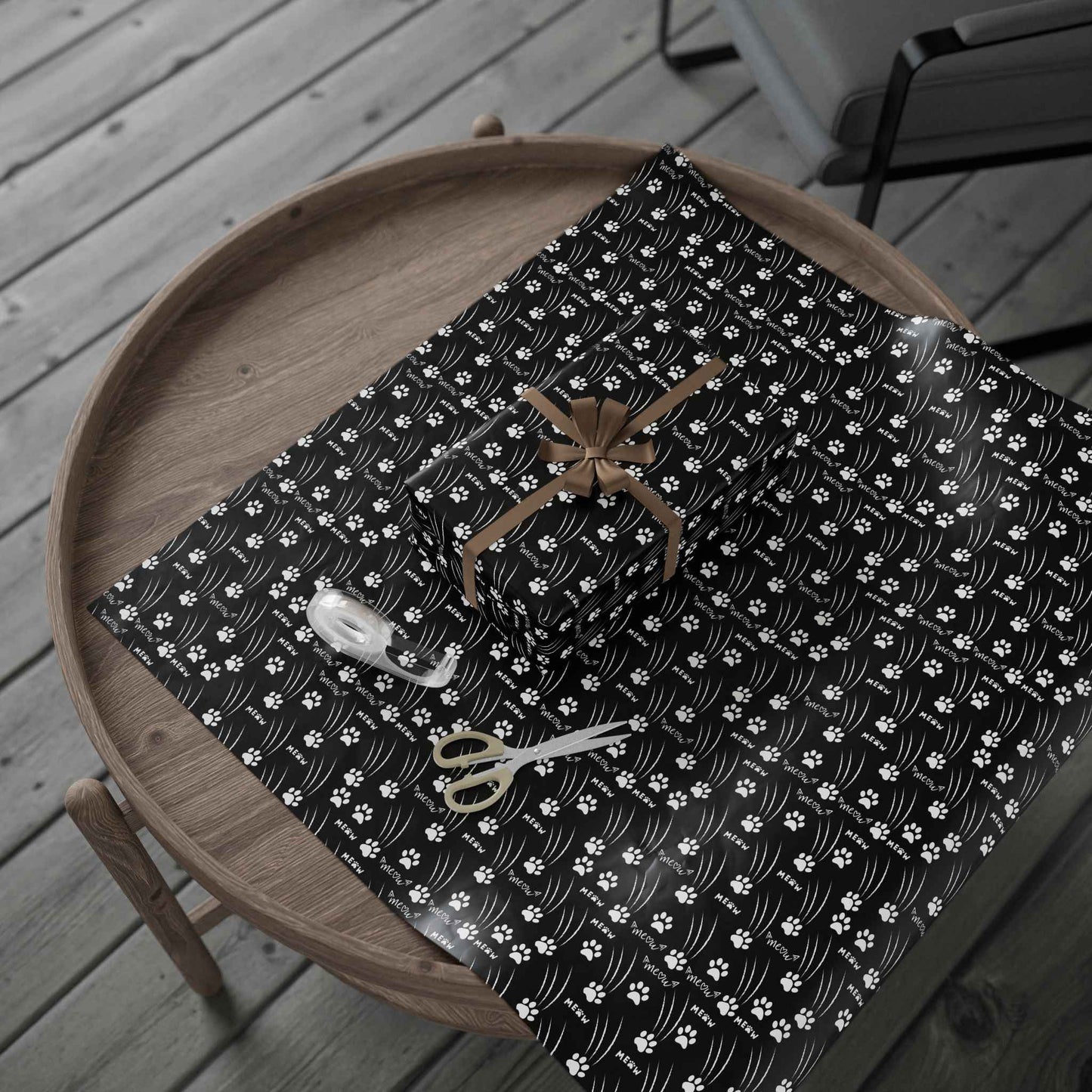 Papier Cadeau Pattes de Chat – Noir & Blanc