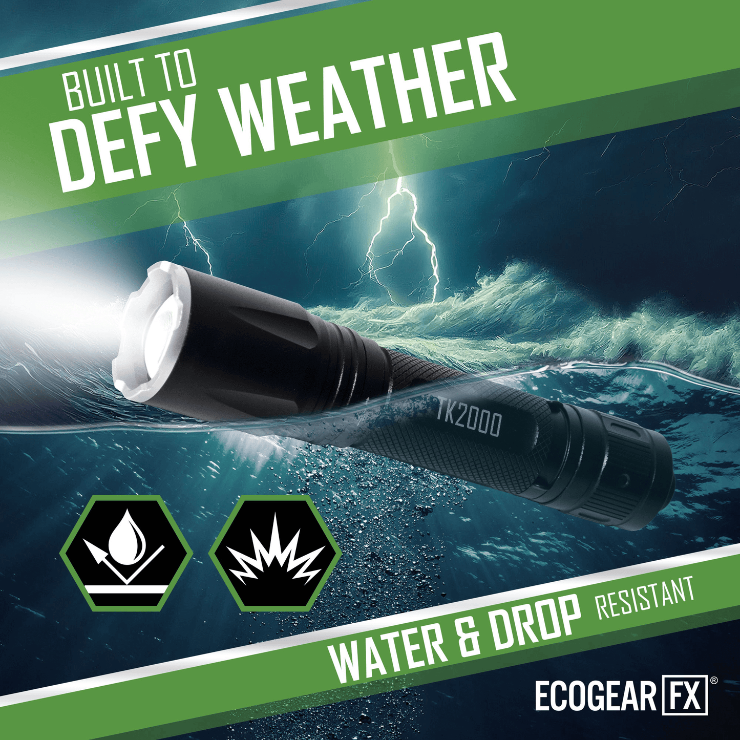 EcoGear FX TK2000 Lampe de Poche Tactique Rechargeable USB