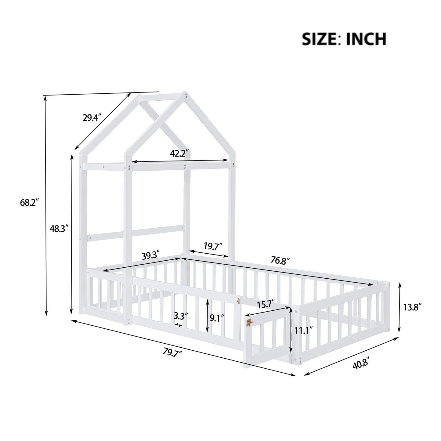 Wooden Twin Size Children's Bed with Detachable Headboard and Integrated Clothes Drying Rack, White - Korvel