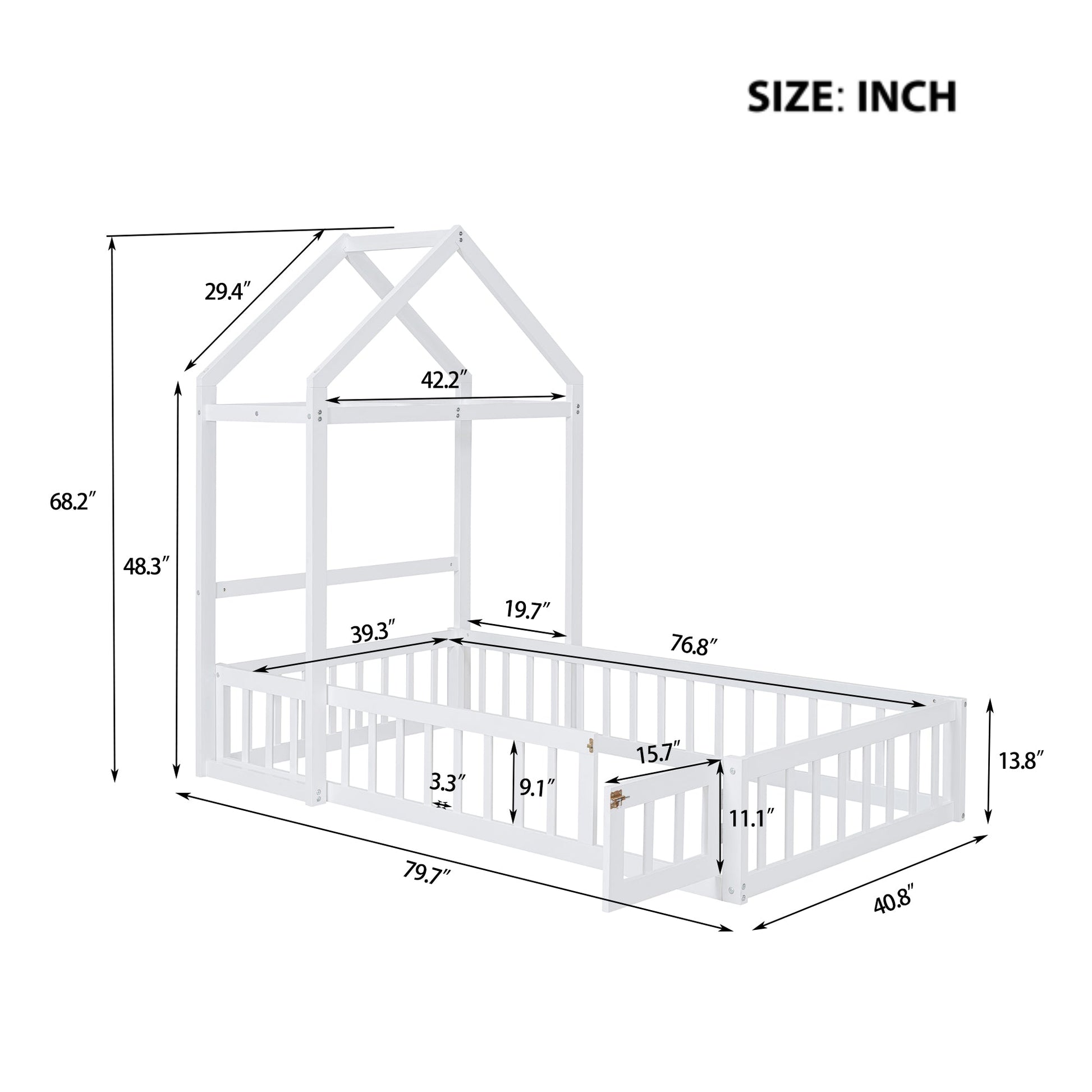 Wooden Twin Size Children's Bed with Detachable Headboard and Integrated Clothes Drying Rack, White - Korvel