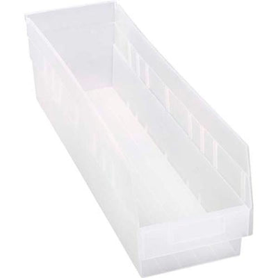 Quantum Storage Systems Clear Nesting Shelf Bin - 6.62 x 23.62 x 6 In.