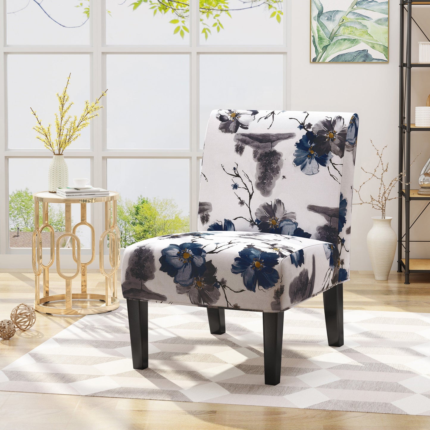 Elegant Accent Chair in Blue and Multi-Color