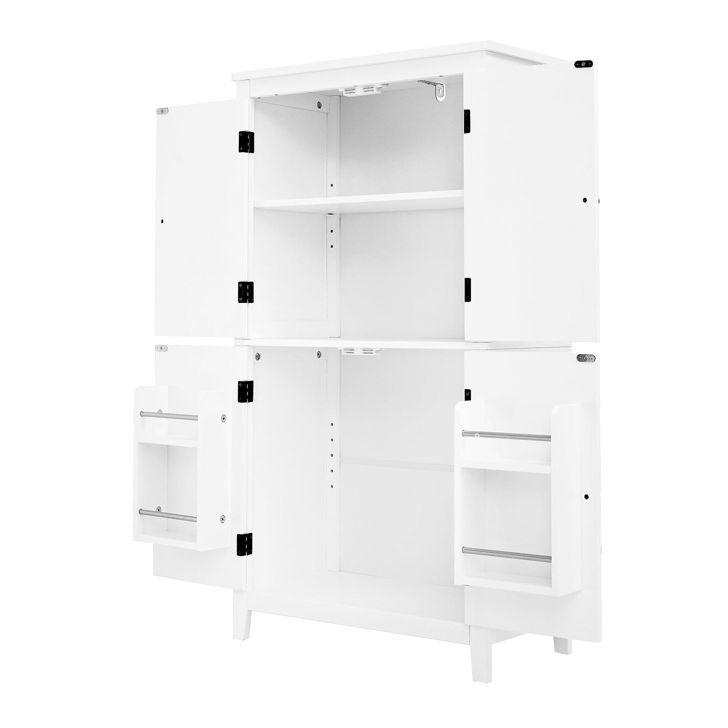 Bathroom floor storage cabinet, bathroom storage unit, 4-door independent cabinet, adjustable shelf, adaptive shelf, white - Korvel