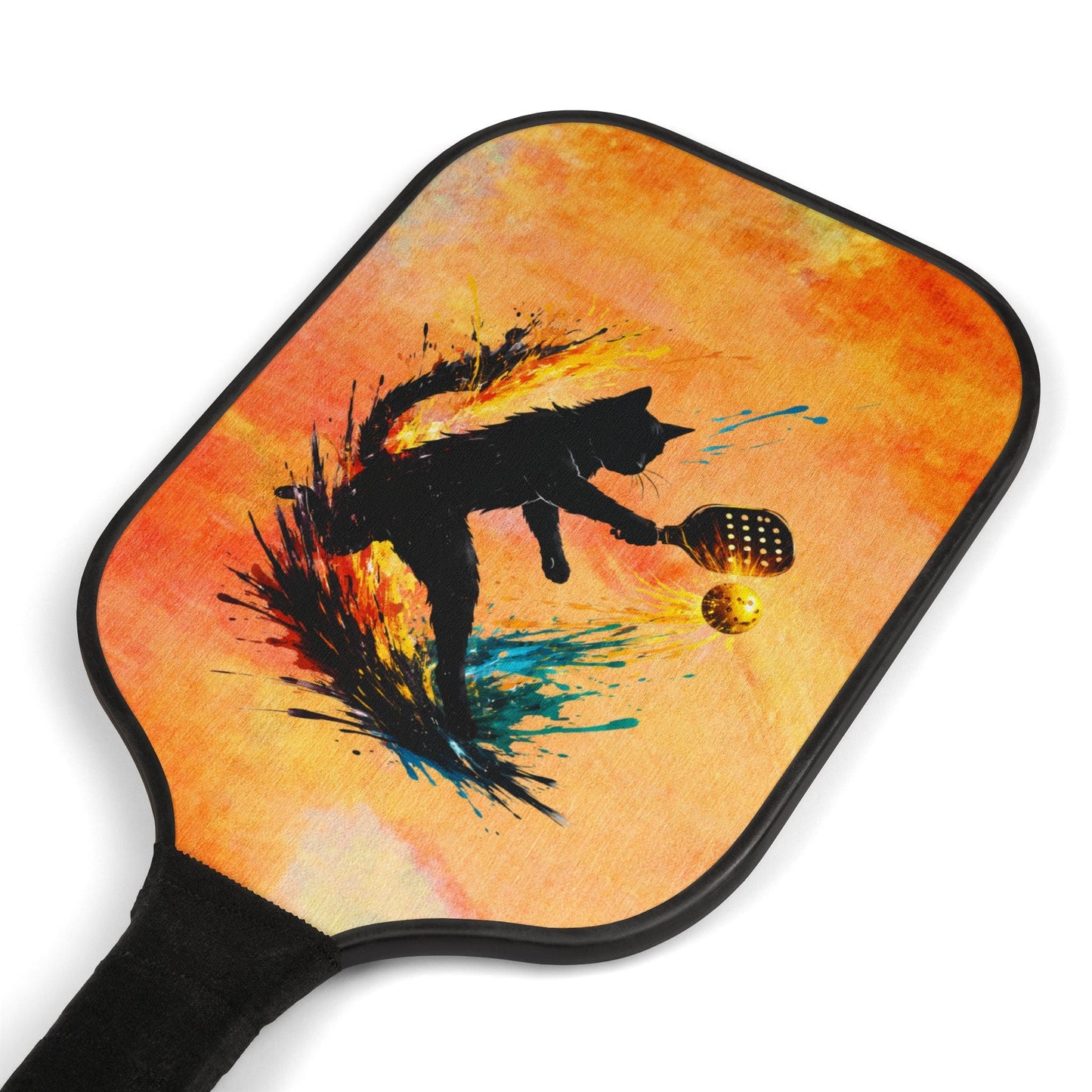 Paint-Splash Pickleball Paddle Set – Artistic Cat Design