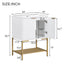 24" Bathroom Vanity with Sink, Bathroom Vanity Cabinet with Two Doors and Gold Metal Frame, Open Storage Shelf, White - Korvel