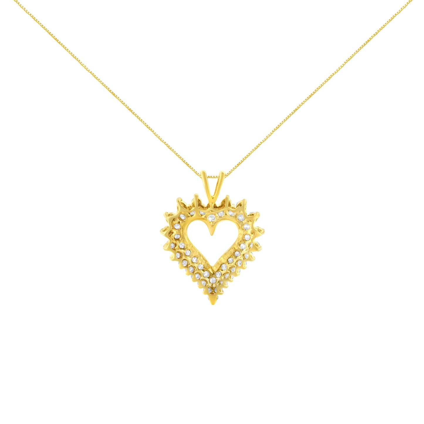 Collar de Péndulo en Forma de Corazón con Diamantes en Chapado de Oro Amarillo de 14K