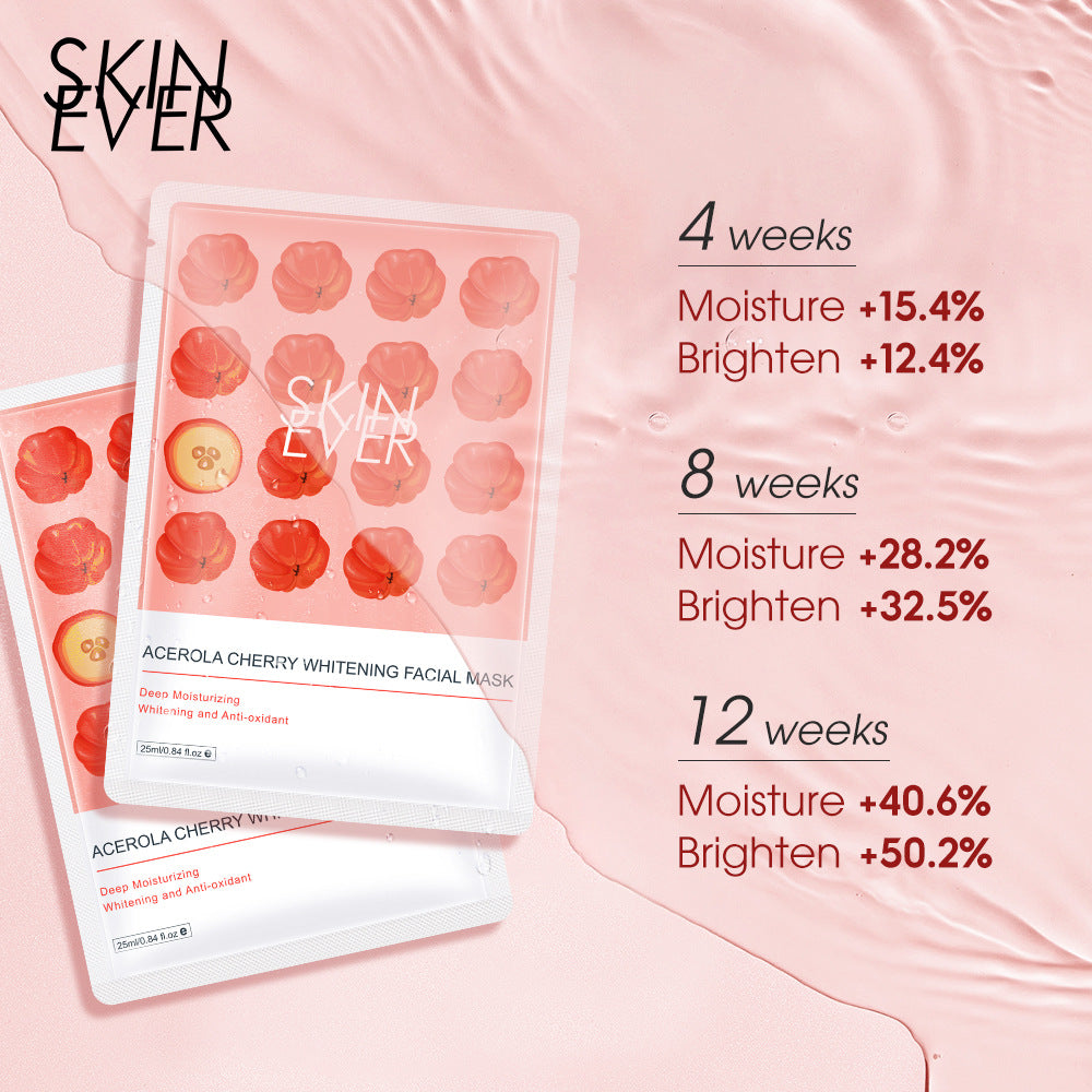 SKIN EVER Acerola Cherry Mask Pack Box of 7 Pieces Hydrating Moisturizing Nourishes Bright Skin SK035Z - Korvel