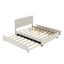 Queen Upholstered Platform Bed with Twin Size Trundle and Two Drawers  Beige - Korvel