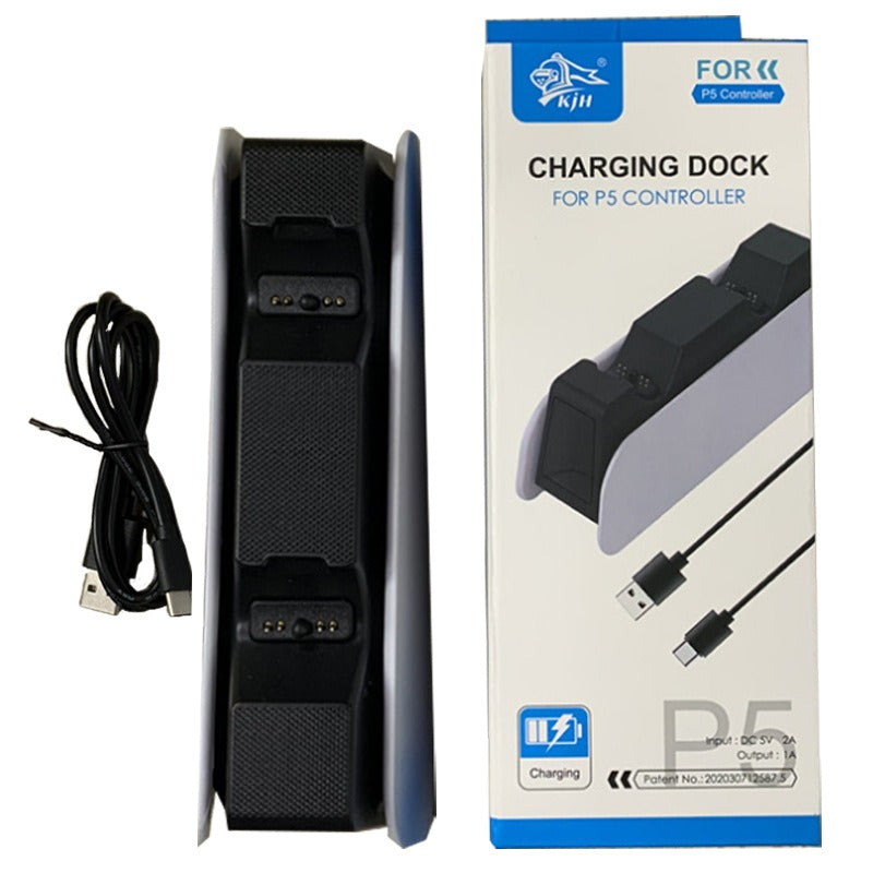 Suitable for PS5 wireless controller dual seat charging P5 controller charging dock with LED display PS5 headphone jack - Korvel