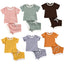 2020 Toddler Baby Boys Girls Summer Clothing Newborn Kids Baby Girls Ribbed Knitted Short Sleeve T-shirts+Shorts Tracksuits Sets - Korvel