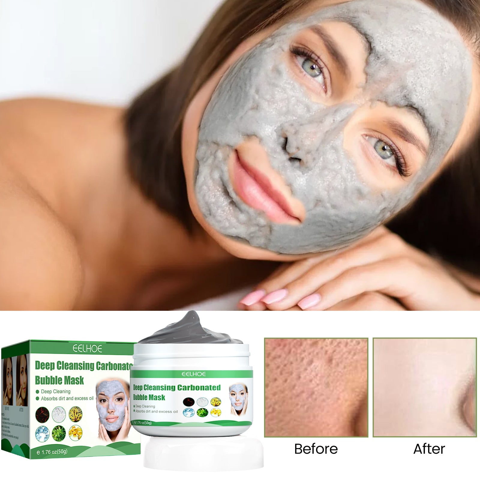 Clean And Apply Bubble Mask, Moisturizing Apply Removing Blackhead And Pimple Oxygen Cleansing Mud Mask - Korvel