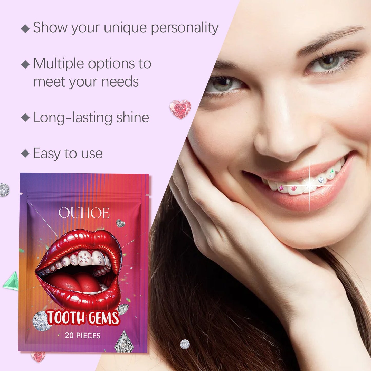 Autocollants décoratifs en diamant dentaire en cristal pour un sourire éblouissant