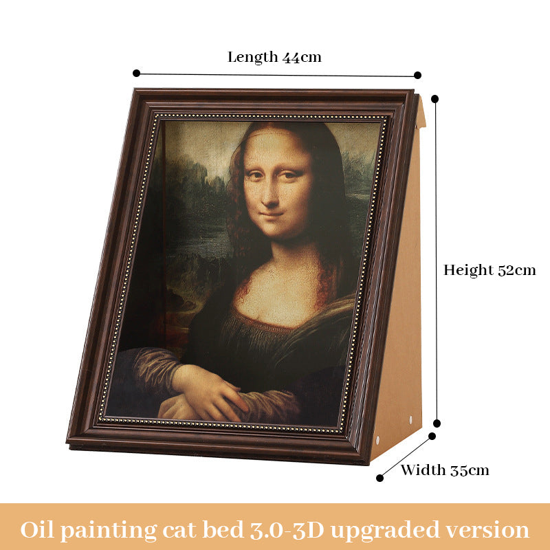 3D Mona Lisa Cat Scratcher with Removable Oil Painting Frame - Korvel