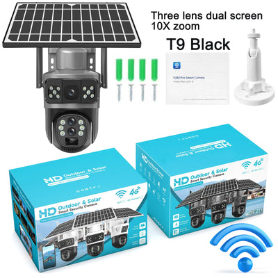 Solar camera WIFI dual-screen gunball 10x zoom low-power battery wireless monitor - Korvel