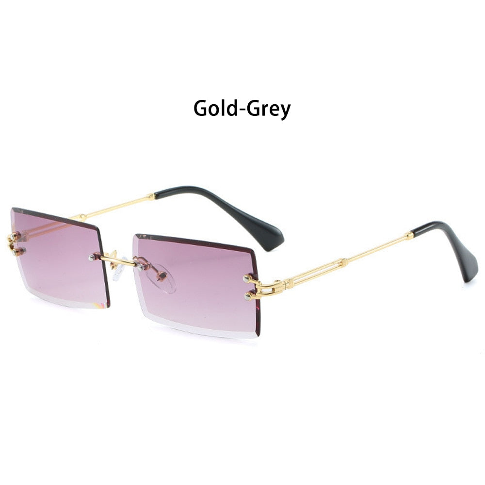 Trendy Men Women Summer Rimless Sunglasses Fashion Small Rectangle Sun Glasses Traveling Style UV400 Shades Eyewear - Korvel