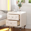 Elegant PU bedside table with 2 drawers and crystal handles, storage with metal legs - white - Korvel