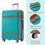 Hardshell Luggage Sets 3 Piece double spinner 8 wheels Suitcase with TSA Lock Lightweight 20''24''28'' Green + ABS - Korvel