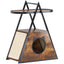 Vintage Black Wood Cat Condo & End Table
