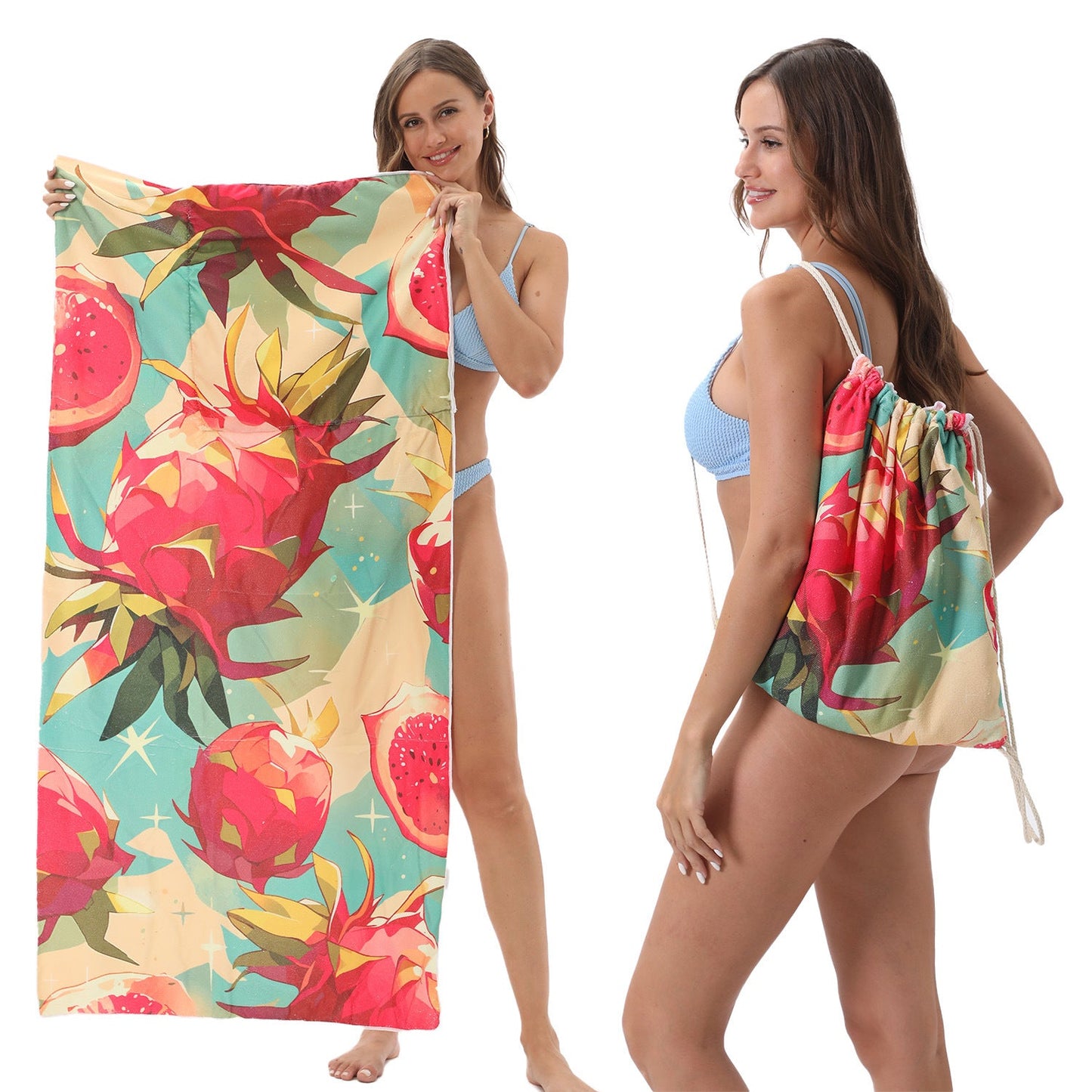 Two-in-One Foldable Beach Towel with Storage Bag