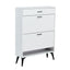 Shoe Cabinet , Shoe storage shelves, metal leg, White - Korvel