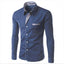 European and American Men's Long Sleeve Color Block Shirt