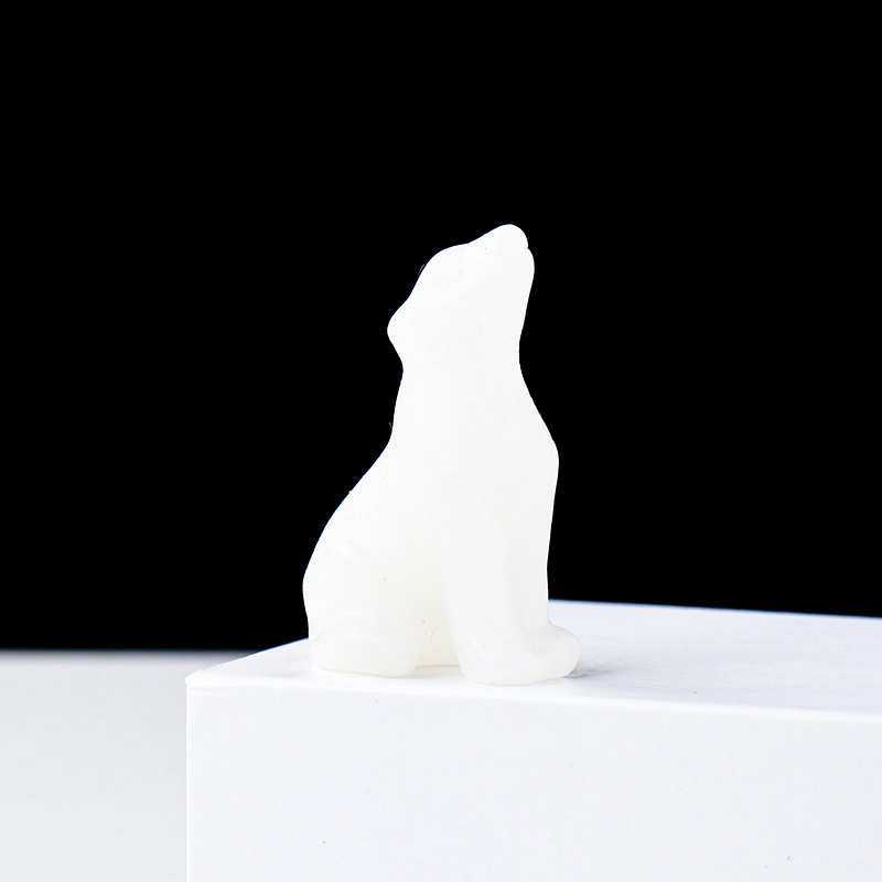 Natural Crystal Wolf Cub Carving - Premium Home Decor