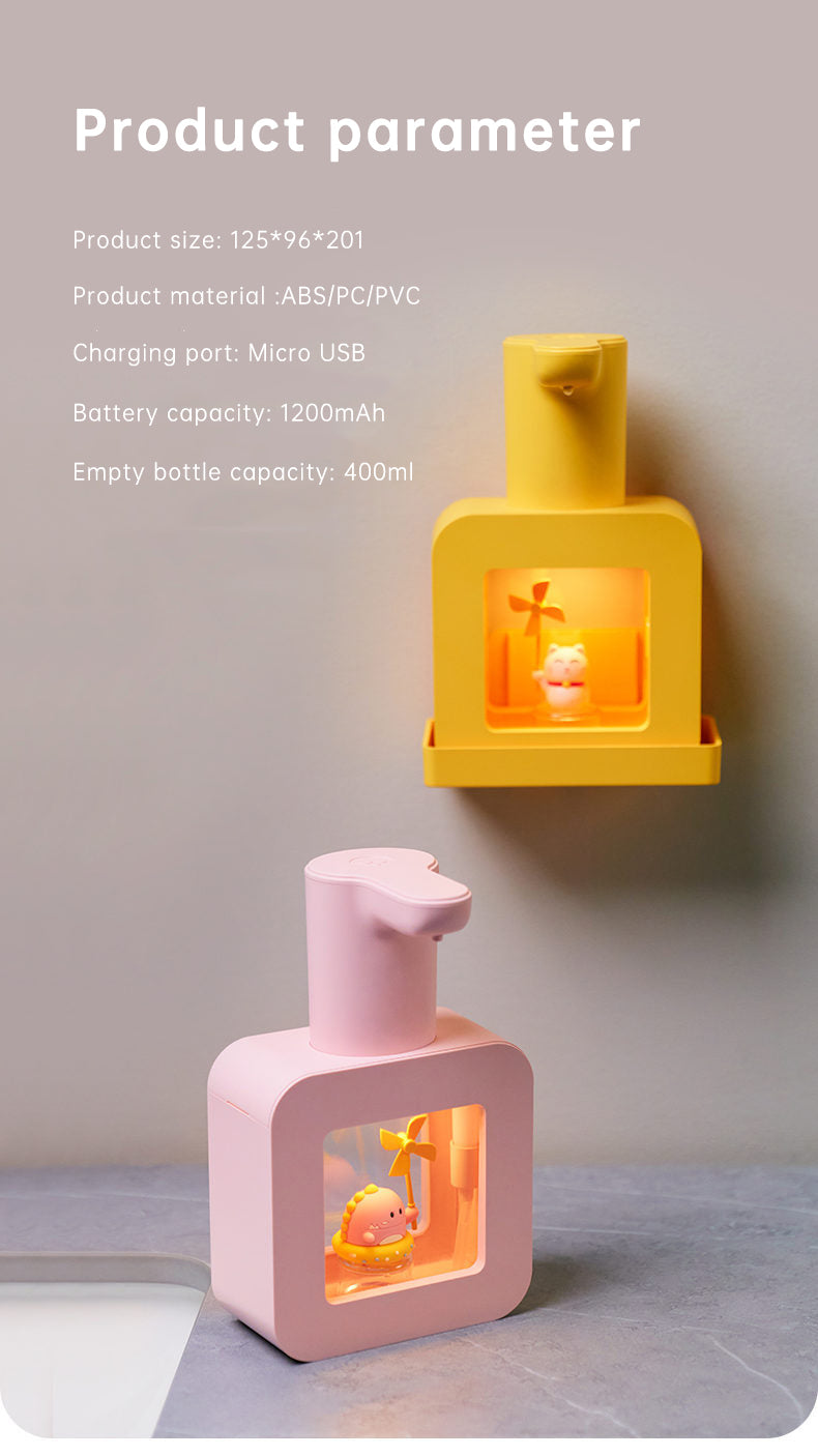 Cute Cat Rechargeable Touchless Automatic Soap Dispenser 400ml Kids foam Soap Dispenser with Night Light - Korvel