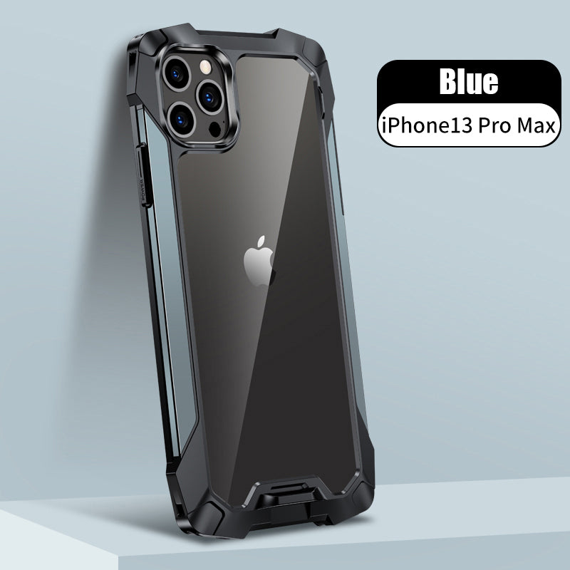 New Transparent Back Panel Protective Case Is Suitable For iPhone 13 Pro Promax Mini Metal Airbag Anti-Drop Mobile Phone Case - Korvel