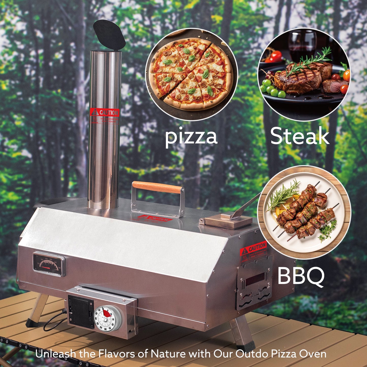 Premium Stainless Steel Outdoor Pizza Oven - 12" Rotatable