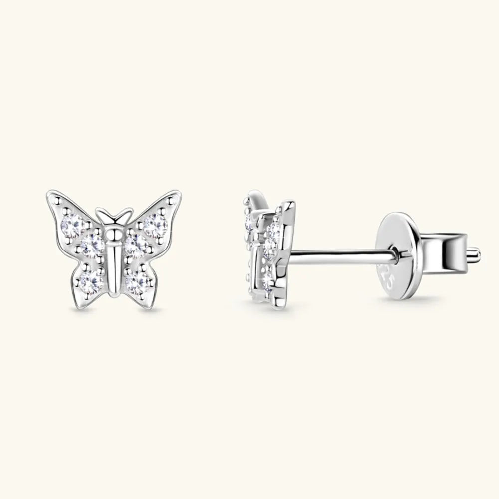 Moissanite 925 Sterling Silver Butterfly Stud Earrings - Korvel